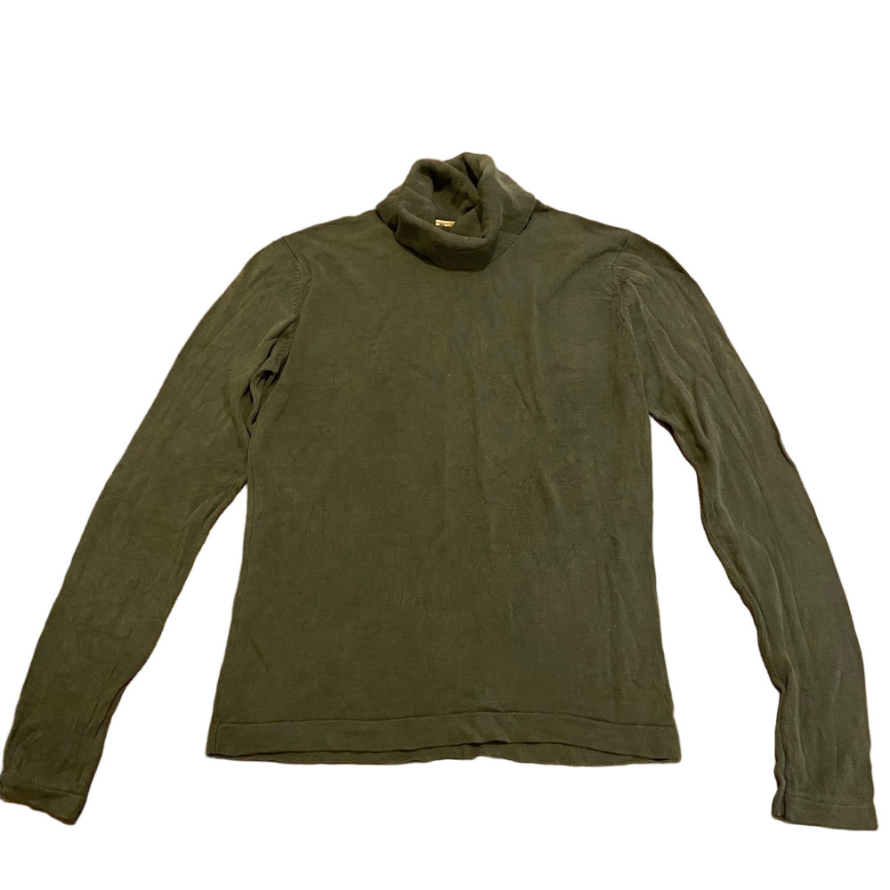 Paul Stuart Rare Vintage 100% Silk Green Slim Fit Turtleneck Lightweight Sweater